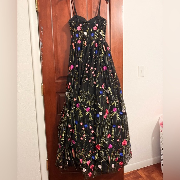 City Studio Black Dress with Floral Embroidery - Picture 1 of 2